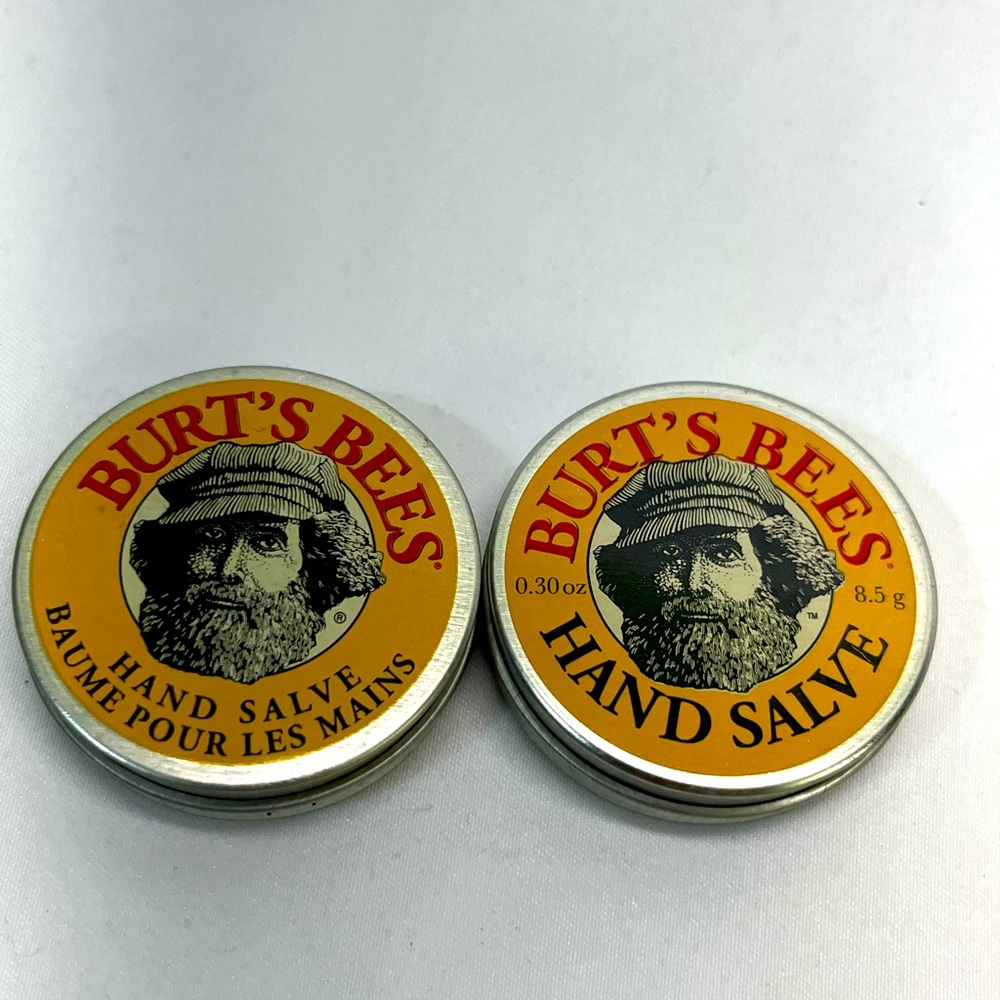 Burt's Bees Hand Salve Tin with Yellow and‎ Black Design LOT OF 2 NEW .30oz